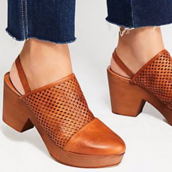 Free People Shoes - Free people Logan leather wooden clogs